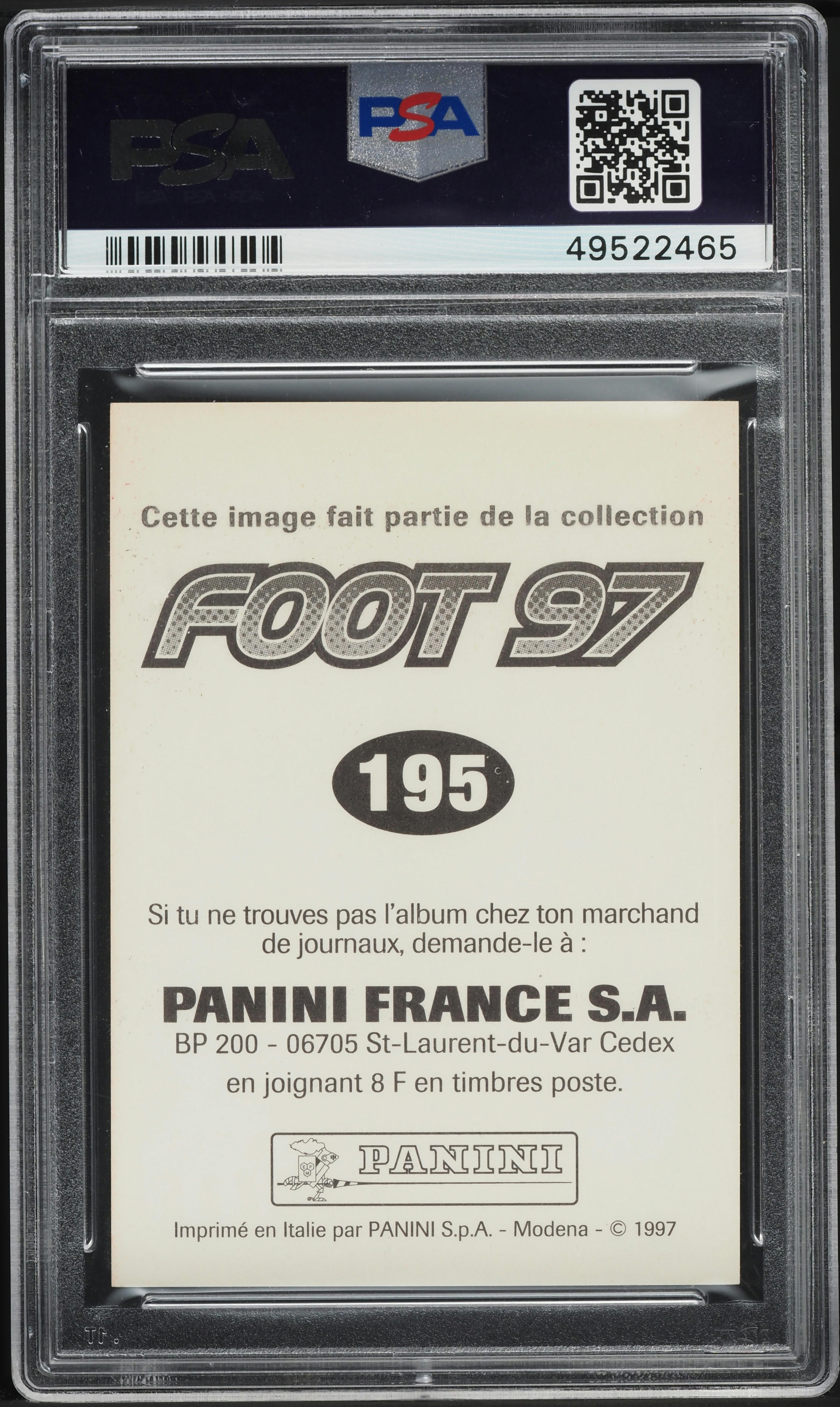 1996 Panini Foot Thierry Henry ROOKIE #195 PSA 8 NM-MT