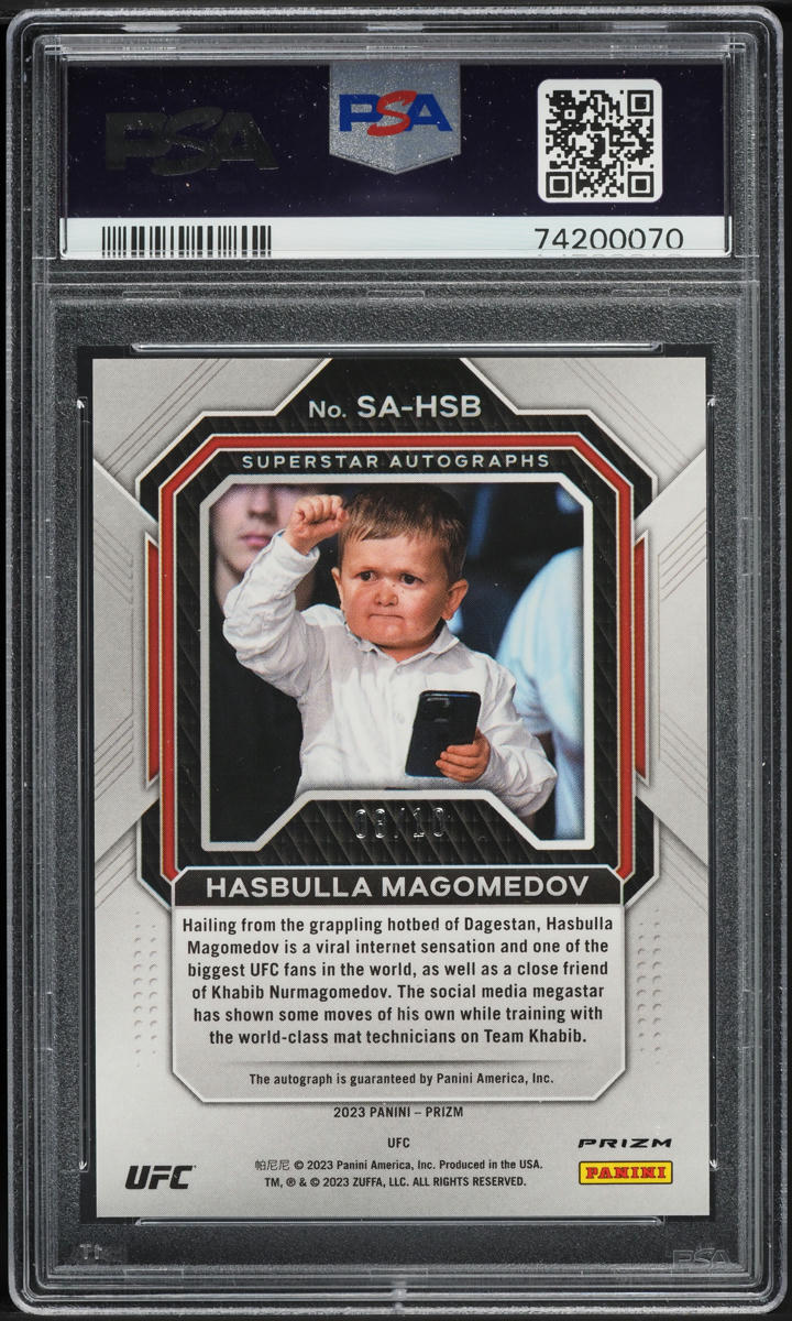 2023 Panini Prizm UFC Superstar Gold Hasbulla Magomedov AUTO DNA 10 /10 PSA 9