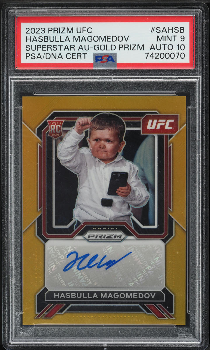 2023 Panini Prizm UFC Superstar Gold Hasbulla Magomedov AUTO DNA 10 /10 PSA 9