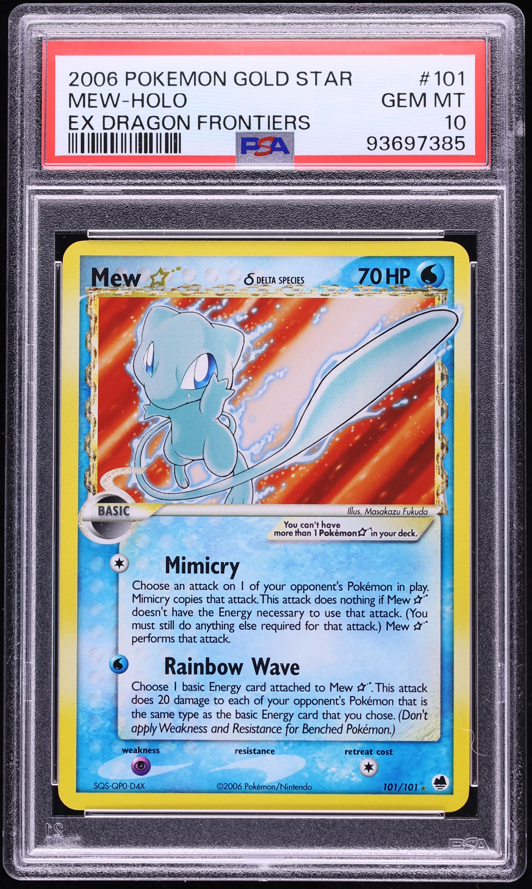 2006 Pokemon EX Dragon Frontiers Holo Mew Gold Star #101 PSA 10 GEM MINT