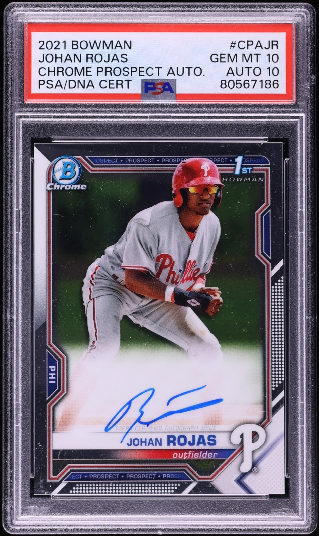 2021 Bowman Chrome Johan Rojas PROSPECT AUTO DNA 10 #CPA-JR PSA 10 GEM MINT