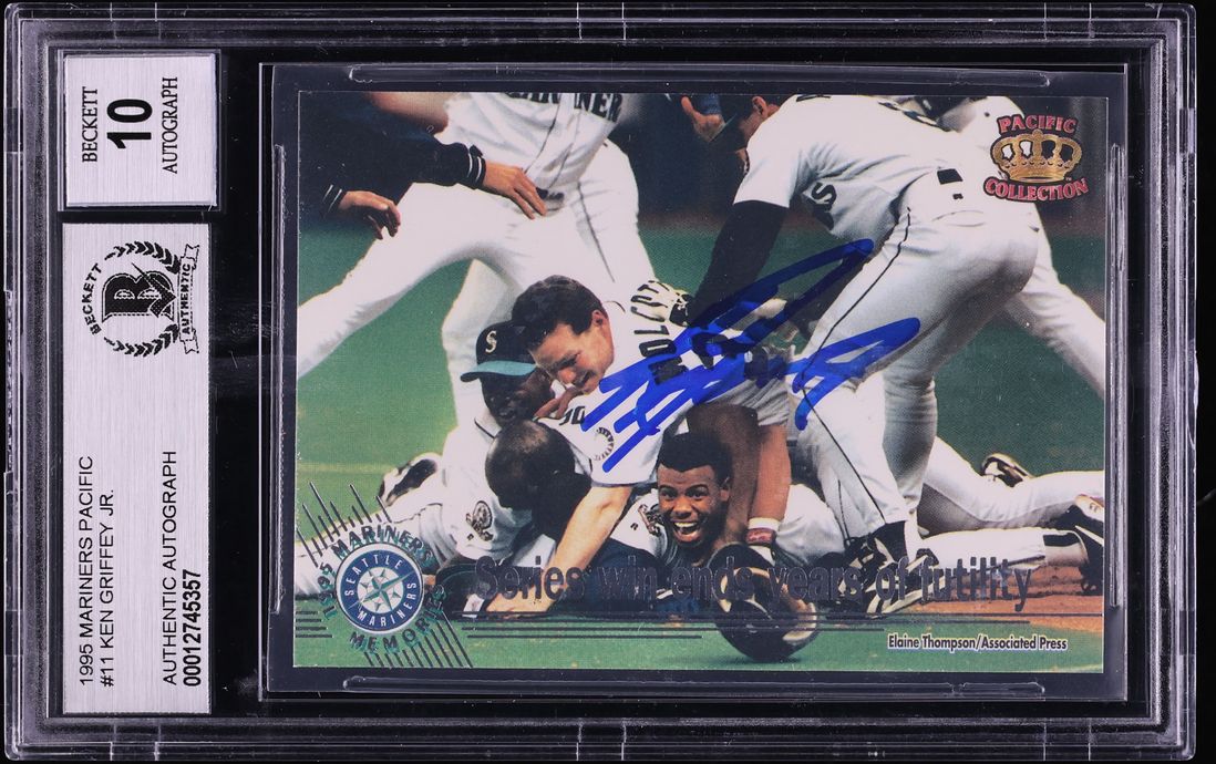 1995 Mariners Pacific Series Win Ends Years Of Futility Ken Griffey Jr. AUTO #11 BGS AUTH - Photo 1