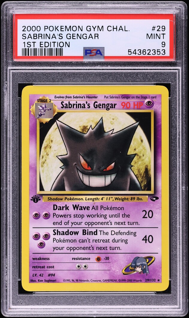 2000 Pokemon Gym Challenge 1st Edition Sabrina's Gengar #29 PSA 9 MINT