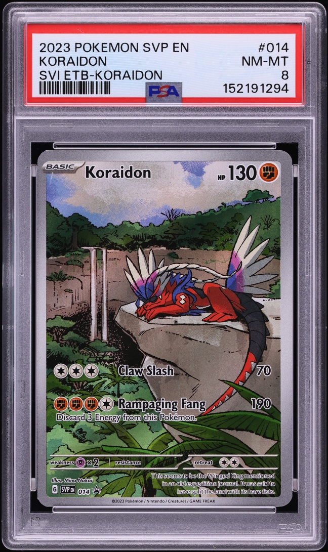 2023 Pokemon Scarlet & Violet Black Star Promo ETB Full Art Koraidon #14 PSA 8 NM-MT