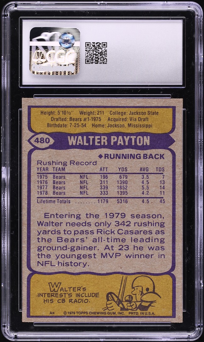 1979 Topps Football Walter Payton ALL-PRO #480 CGC 5.5 EX+