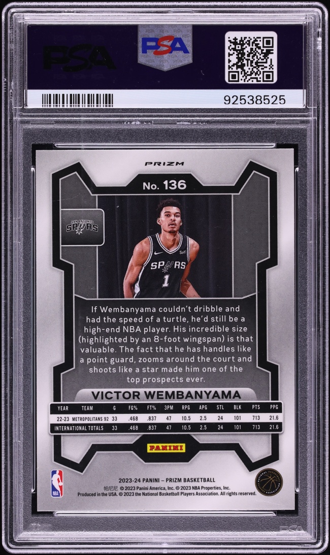 2023 Panini Prizm Ruby Wave Victor Wembanyama ROOKIE #136 PSA 9 MINT