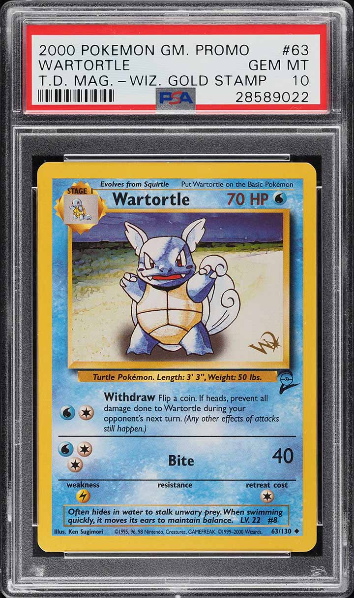 2000 Pokemon Promo TD Magazine Gold Stamp Wartortle #63 PSA 10 GEM MINT