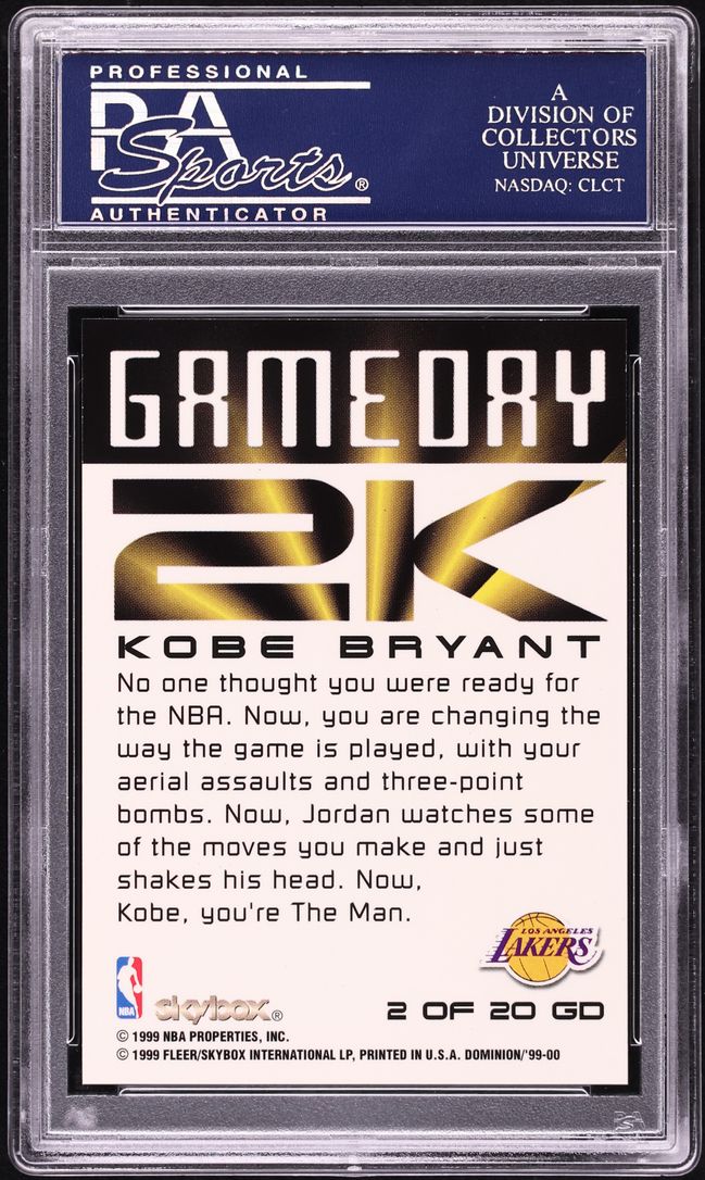 1999 Skybox Dominion Game Day 2K Warp Tek Kobe Bryant #2 PSA 10 GEM MINT