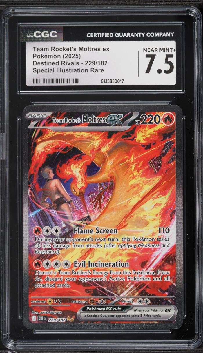 2025 Pokemon Scarlet & Violet Destined Rivals SIR Team Rocket's Moltres EX #229 CGC 7.5 NRMT+