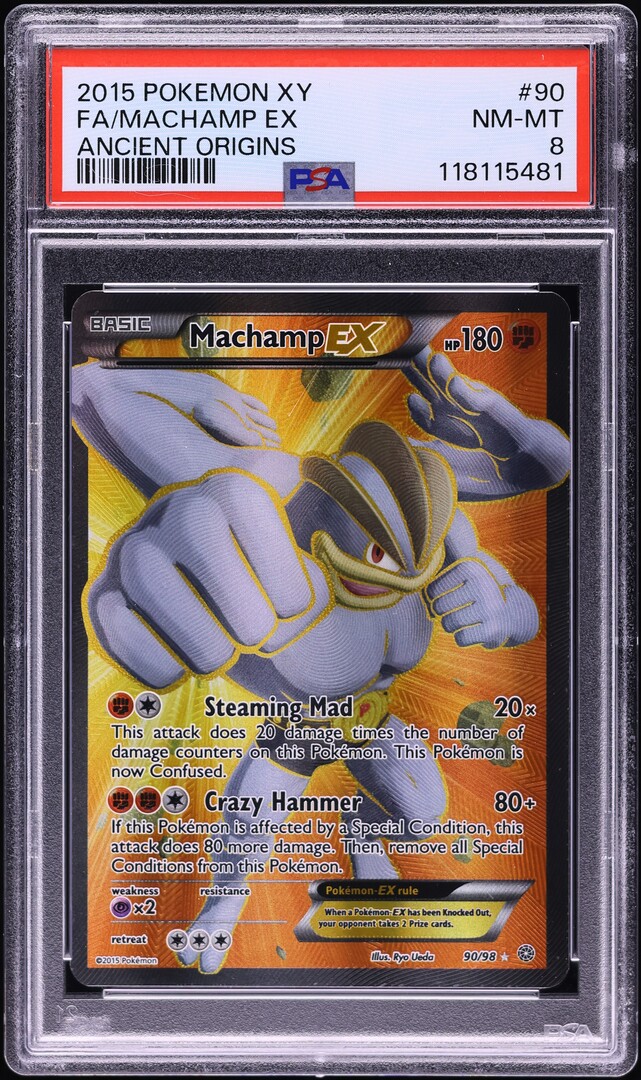 2015 Pokemon XY Ancient Origins Full Art Machamp EX #90 PSA 8 NM-MT