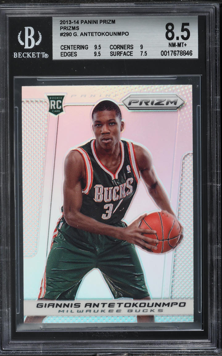 2013 Panini Prizm Silver Giannis Antetokounmpo ROOKIE #290 BGS 8.5 NM-MT+