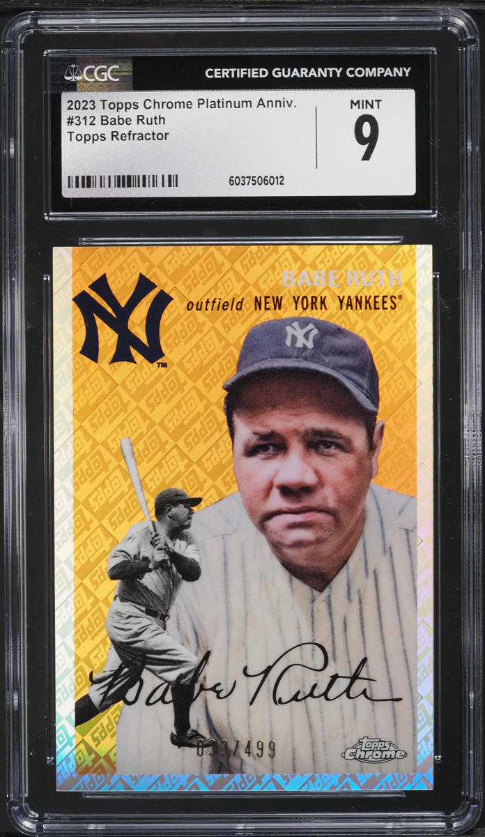 2023 Topps Chrome Platinum Anniversary Refractor Babe Ruth /499 #312 CGC 9 MINT