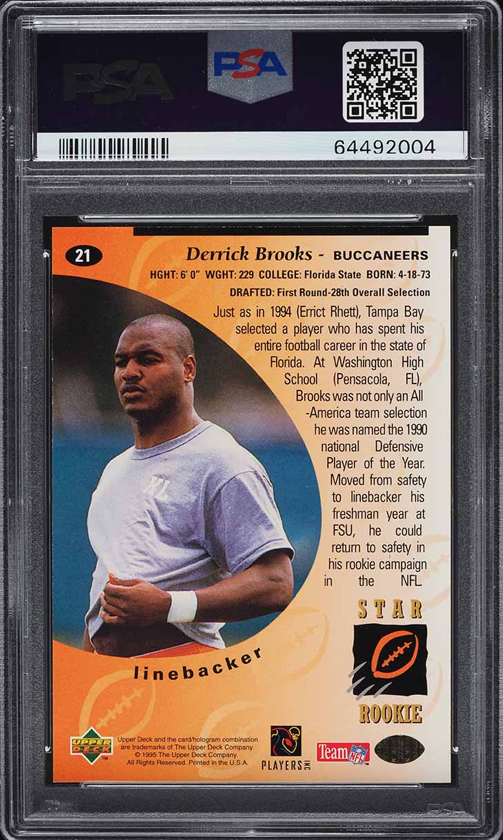1995 Upper Deck Electric Gold Derrick Brooks ROOKIE #21 PSA 10 GEM MINT