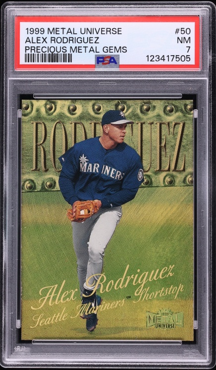 1999 Metal Universe Precious Metal Gems PMG Alex Rodriguez /50 #50 PSA 7 NRMT