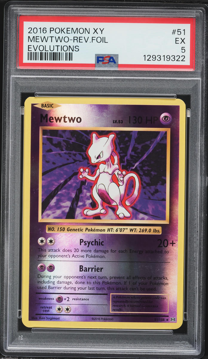 2016 Pokemon XY Evolutions Reverse Holo Mewtwo #51 PSA 5 EX