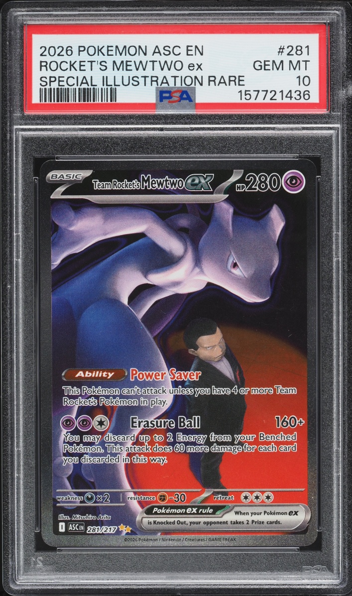 2026 Pokemon Mega Evolution Ascended Heroes SIR Team Rocket's Mewtwo ex #281 PSA 10 GEM MINT