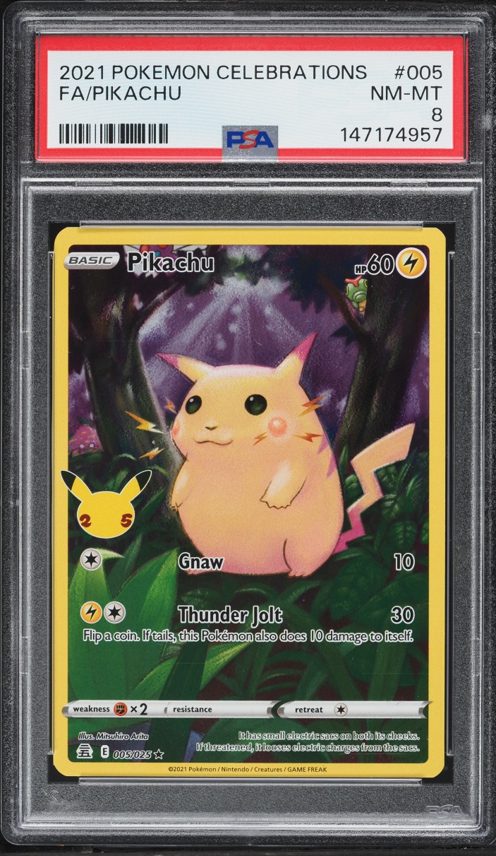 2021 Pokemon Sword & Shield Celebrations Full Art Pikachu #5 PSA 8 NM-MT