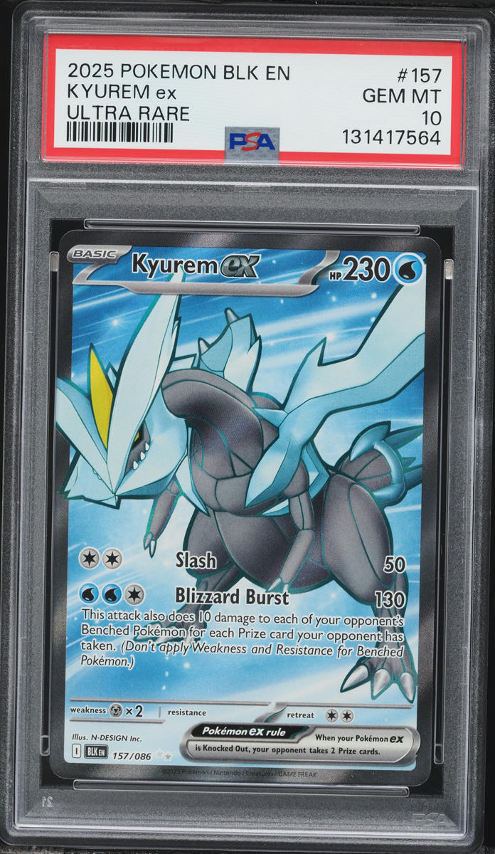 2025 Pokemon Scarlet & Violet Black Bolt Full Art Kyurem Ex #157 PSA 10 GEM MINT