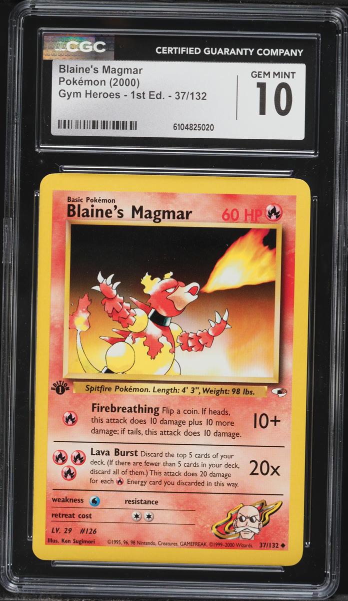 2000 Pokemon Gym Heroes 1st Edition Blaine's Magmar #37 CGC 10 GEM MINT