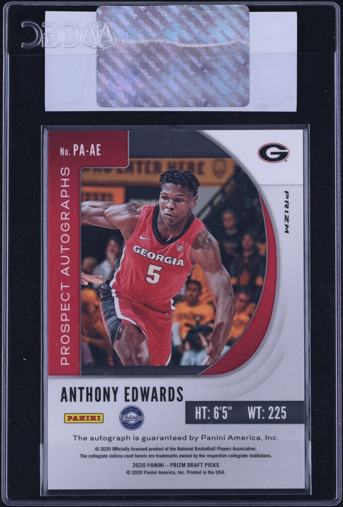 2020 Panini Prizm Draft Picks Silver Anthony Edwards ROOKIE AUTO #PA-AE CGC AUTH