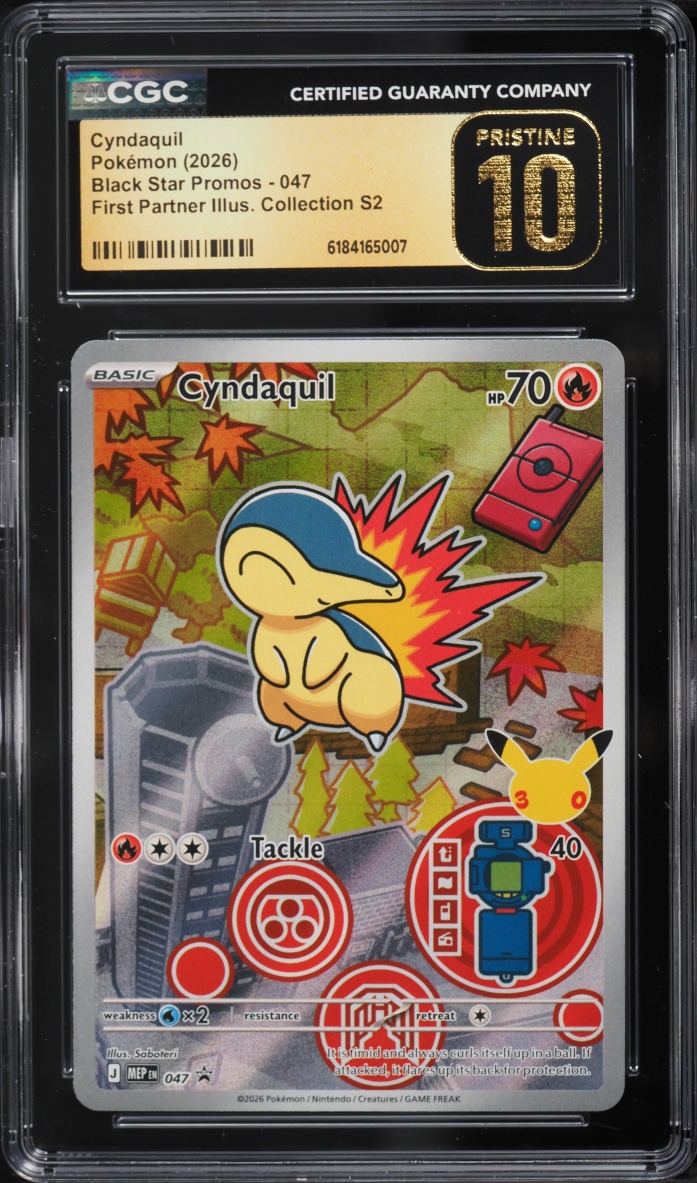 2026 Pokemon Mega Promo First Partner Illustration S2 Full Art Cyndaquil #47 CGC 10 PRISTINE
