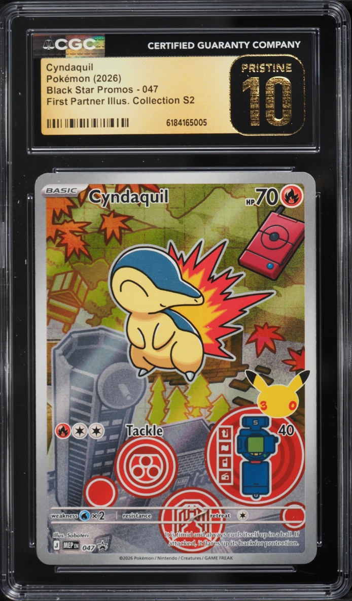 2026 Pokemon Mega Promo First Partner Illustration S2 Full Art Cyndaquil #47 CGC 10 PRISTINE