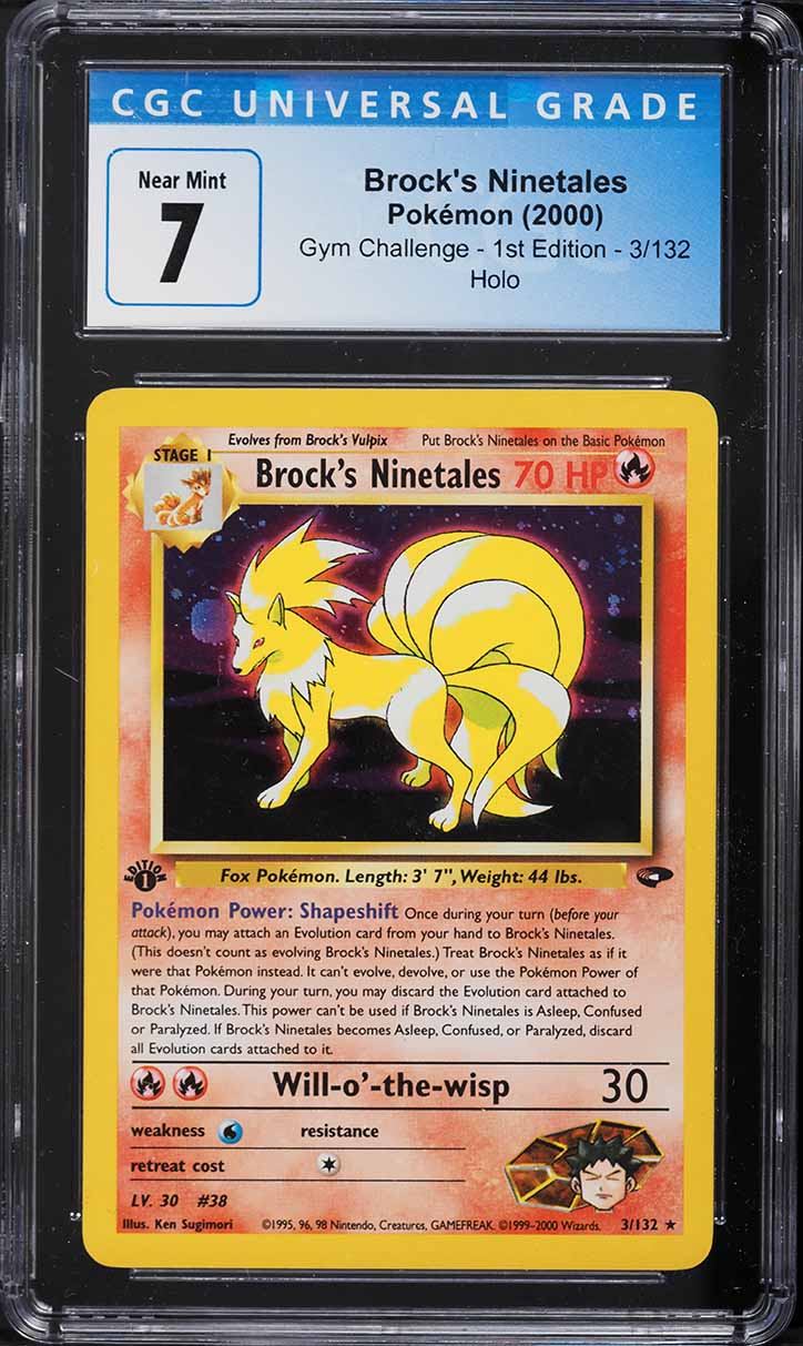 2000 Pokemon Gym Challenge 1st Edition Holo Brock's Ninetales #3 CGC 7 NRMT