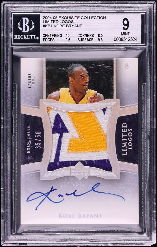 2004 Exquisite Collection Limited Logos Kobe Bryant PATCH AUTO /50 #LL-KB1 BGS 9 MINT