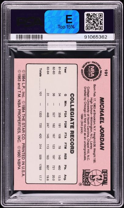 1984 Star Basketball Michael Jordan ROOKIE #101 MBA PSA 7.5 NRMT+