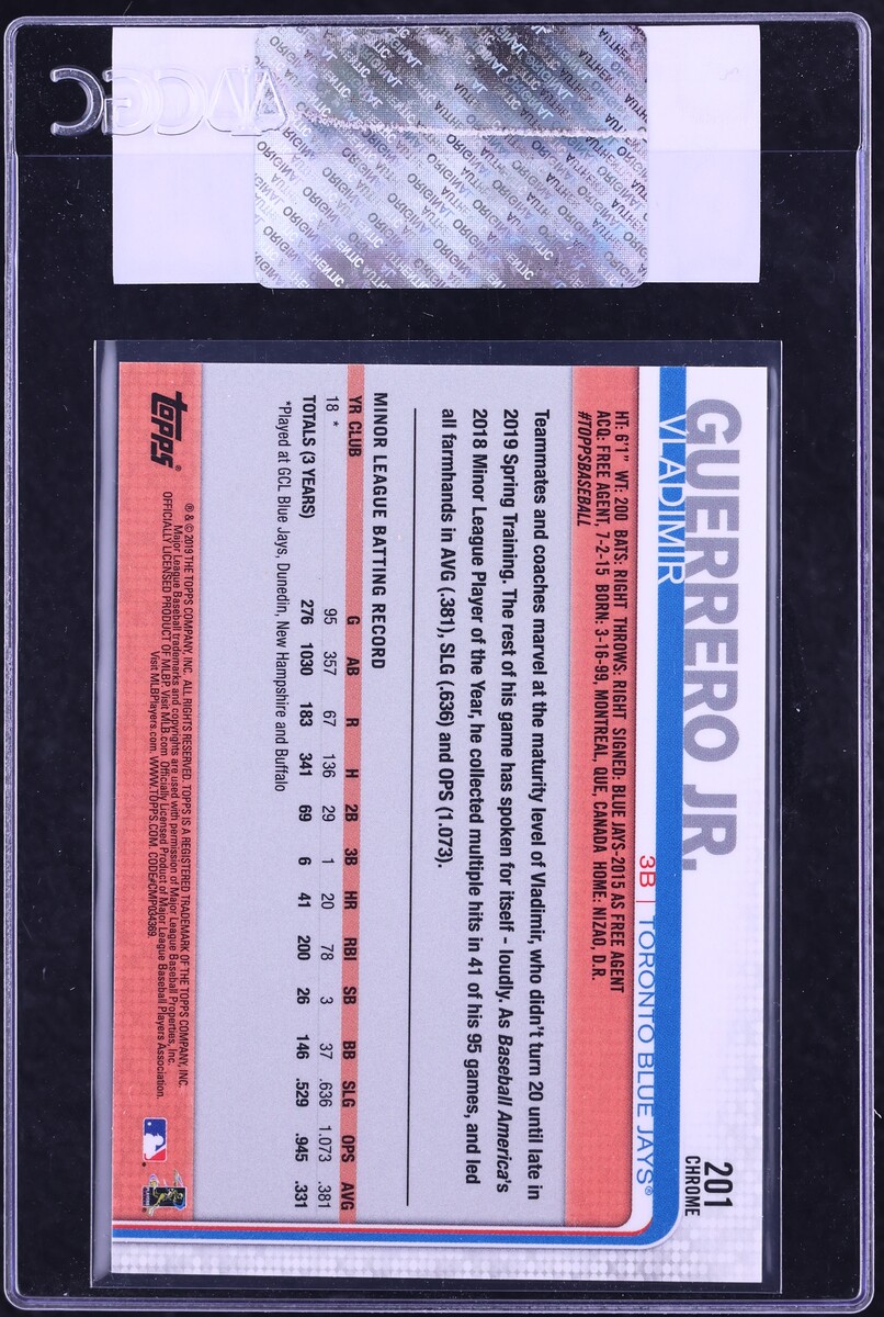 2019 Topps Chrome Vladimir Guerrero Jr. ROOKIE #201 CGC AUTH