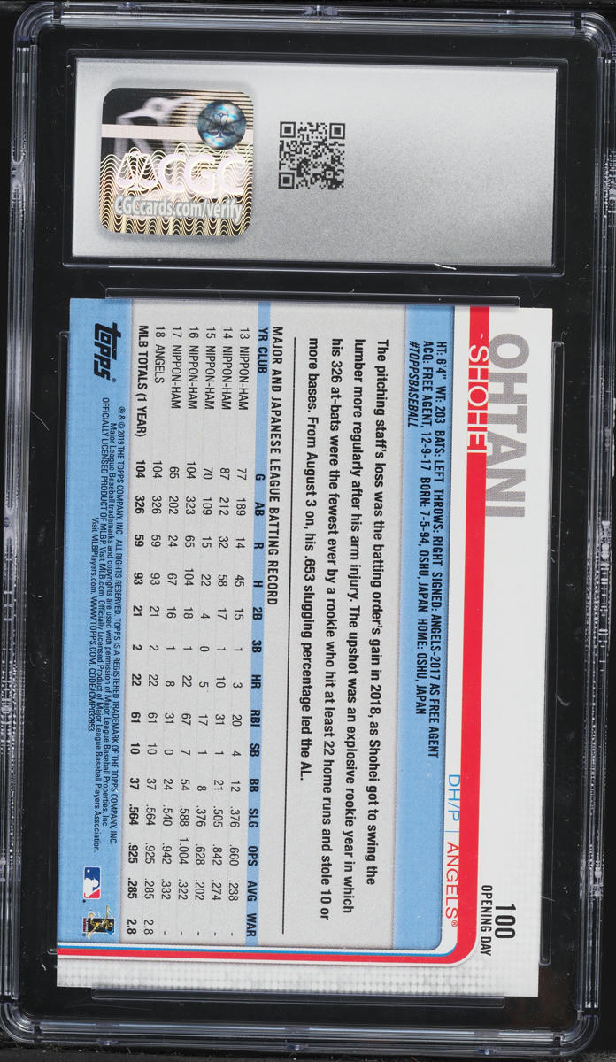 2019 Topps Opening Day Shohei Ohtani #100 CGC 10 GEM MINT