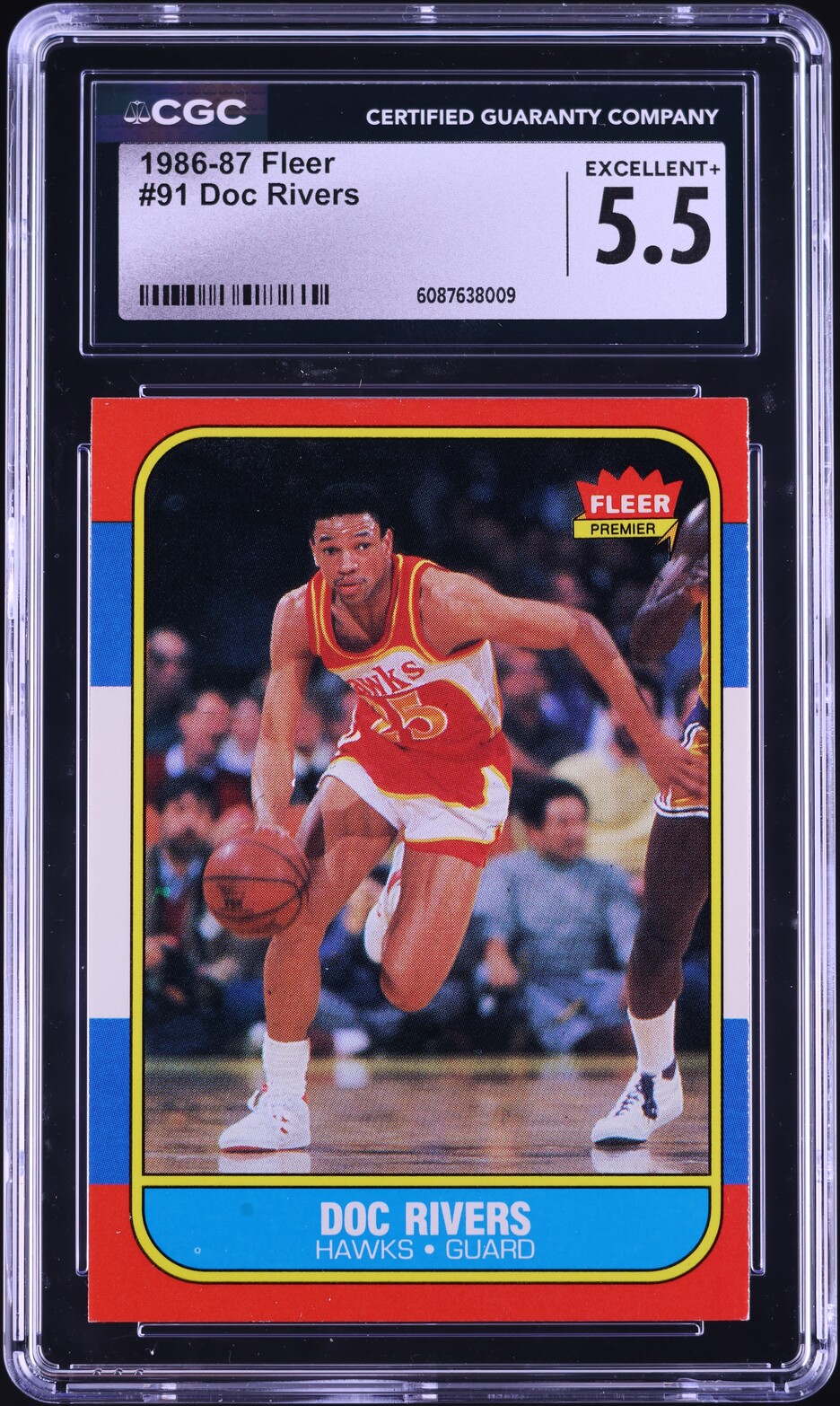 1986 Fleer Basketball Doc Rivers ROOKIE #91 CGC 5.5 EX+