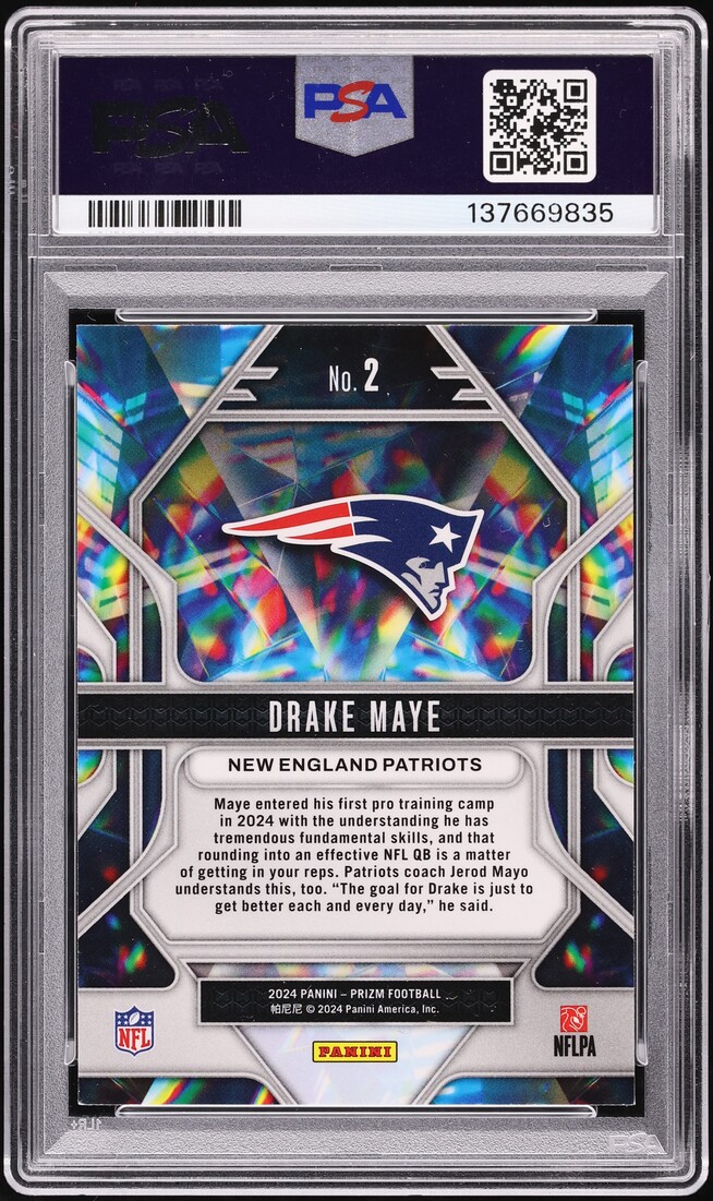 2024 Panini Prizm Prizmatic Drake Maye ROOKIE #2 PSA 8 NM-MT