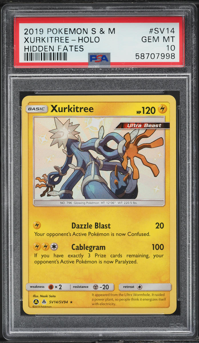 2019 Pokemon Sun & Moon Hidden Fates Shiny Xurkitree #SV14 PSA 10 GEM MINT