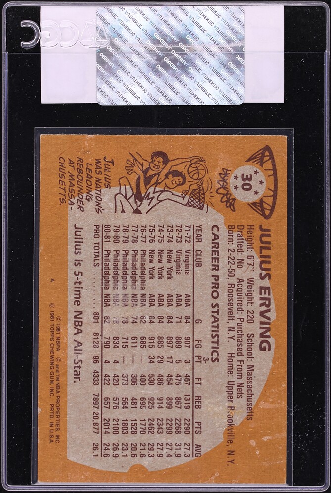1981 Topps Basketball Julius Erving #30 CGC AUTH