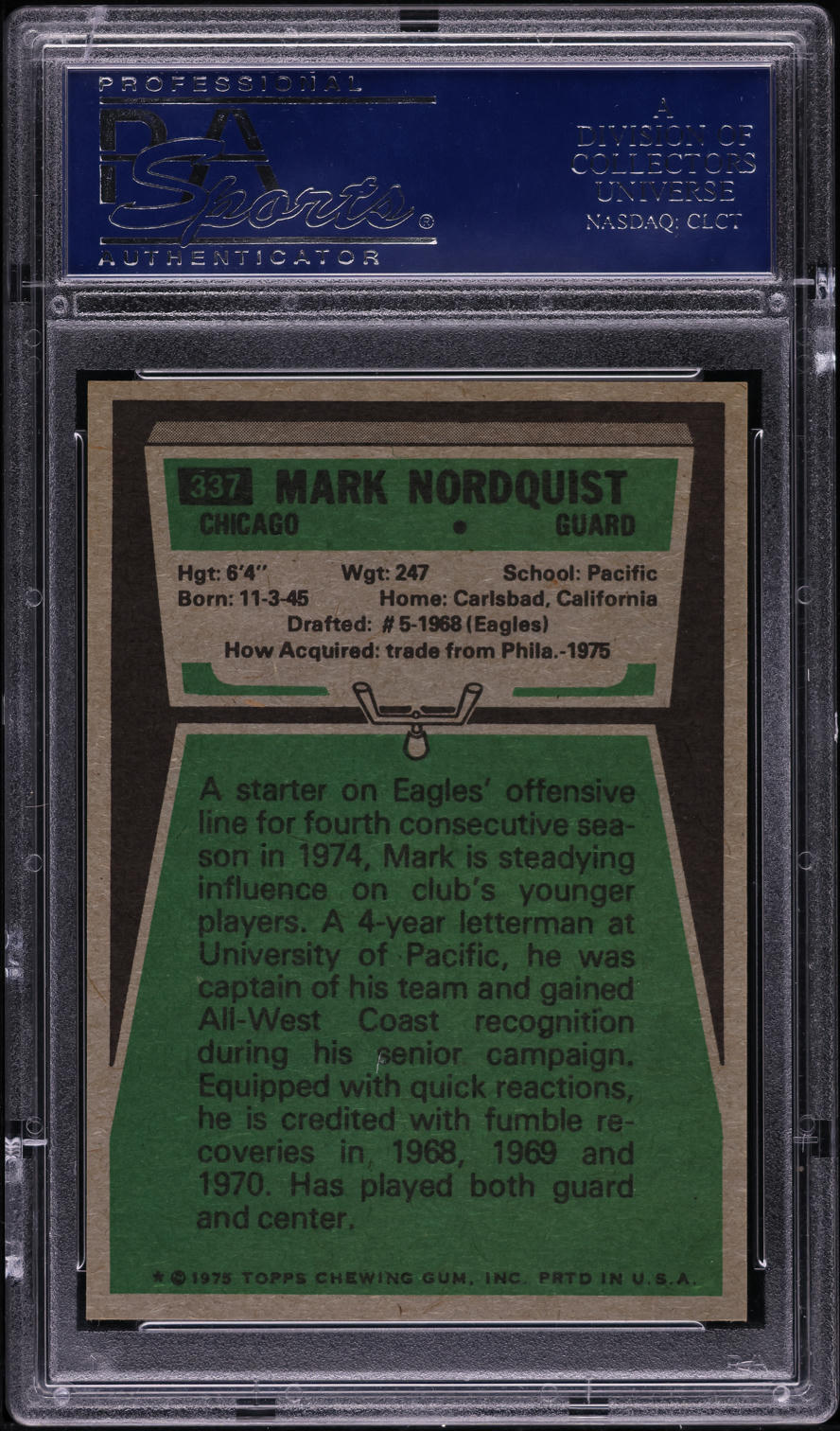 1975 Topps Football Mark Nordquist #337 PSA 10 GEM MINT