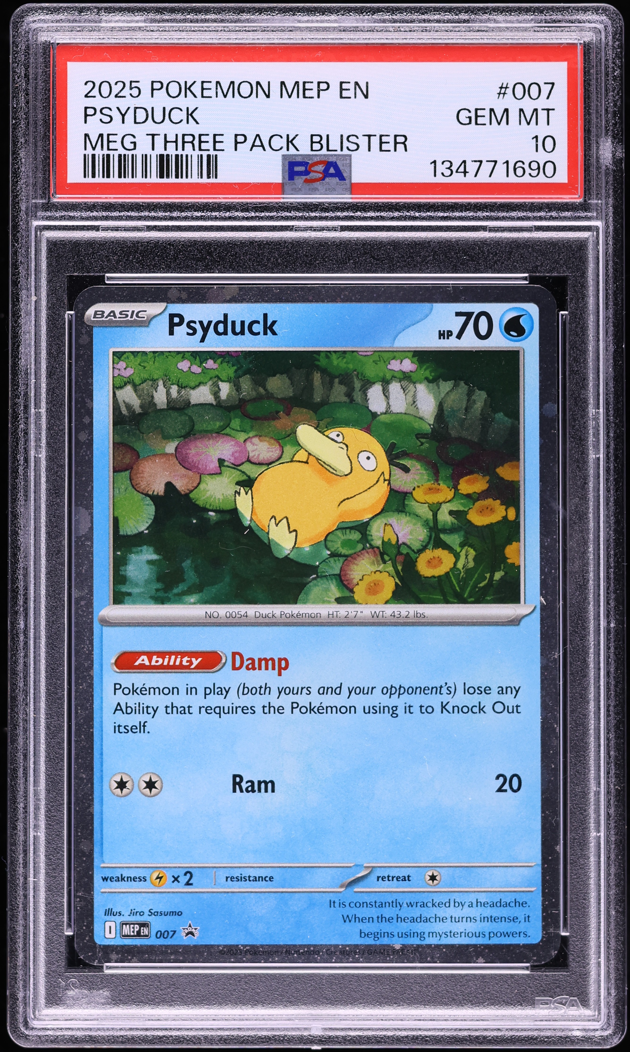 2025 Pokemon Mega Evolution Black Star Promo Three Pack Blister Psyduck #7 PSA 10 GEM MINT