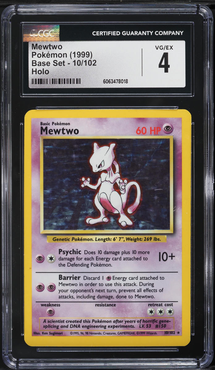 1999 Pokemon Base Set Holo Mewtwo #10 CGC 4 VGEX