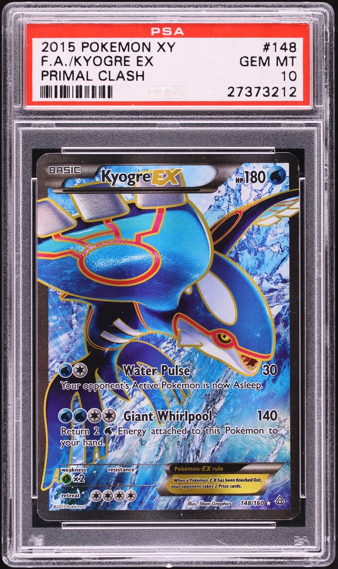 2015 Pokemon XY Primal Clash Full Art Kyogre EX #148 PSA 10 GEM MINT