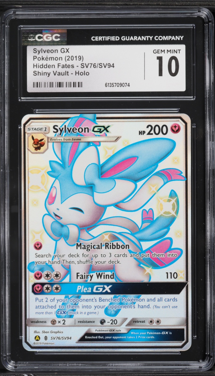 2019 Pokemon Sun & Moon Hidden Fates Full Art Sylveon GX #SV76 CGC 10 GEM MINT