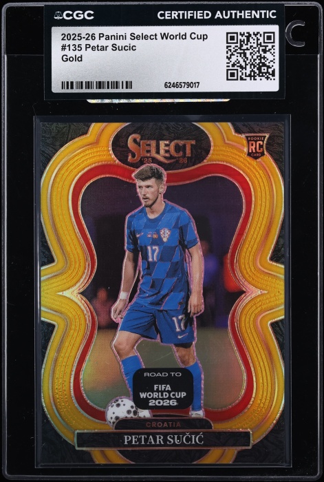 2025 Select World Cup Mezzanine Gold Petar Sucic ROOKIE /10 #135 CGC AUTH