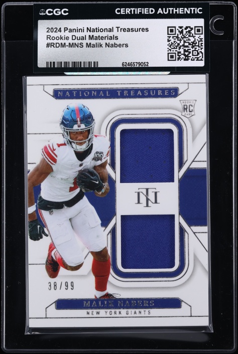 2024 National Treasures Dual Malik Nabers ROOKIE PATCH /99 #RDM-MNS CGC AUTH