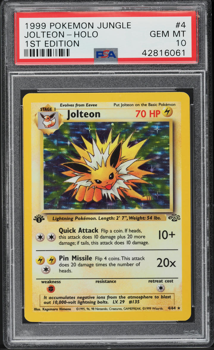1999 Pokemon Jungle 1st Edition Holo Jolteon #4 PSA 10 GEM MINT