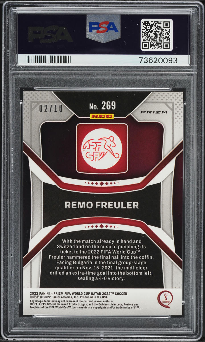 2022 Panini Prizm World Cup Qatar Gold Remo Freuler /10 #269 PSA 8 NM-MT