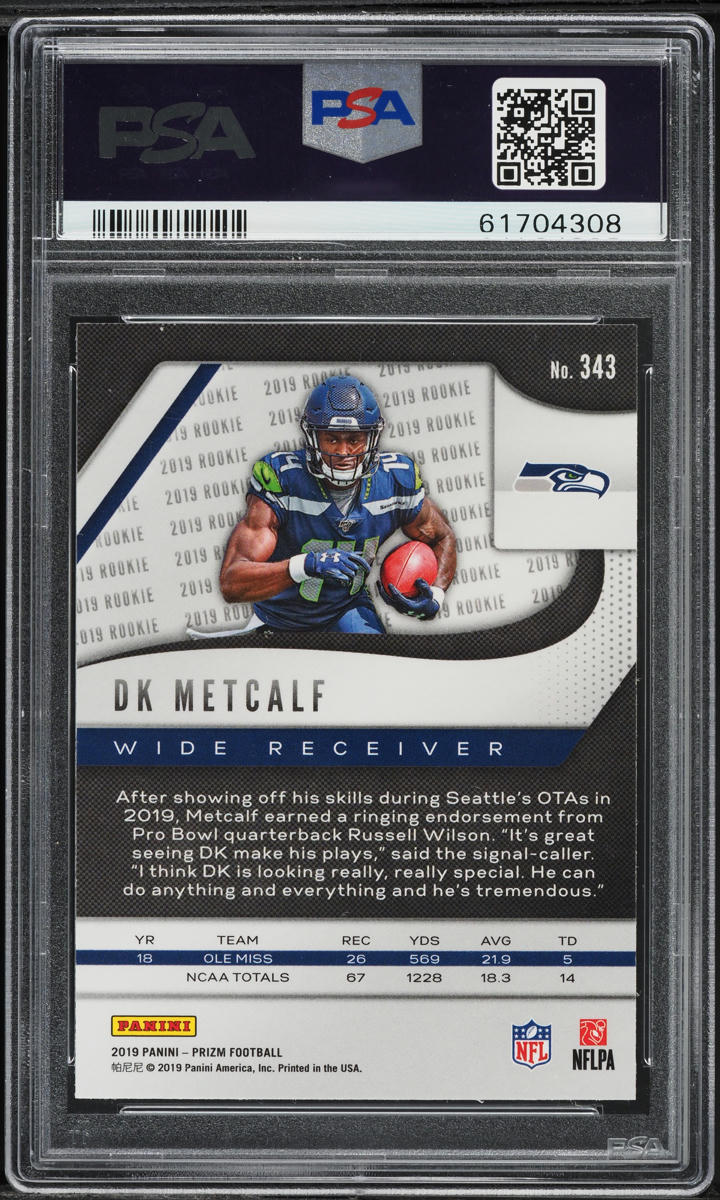 2019 Panini Prizm DK Metcalf ROOKIE #343 PSA 9 MINT