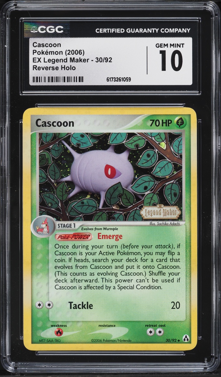 2006 Pokemon EX Legend Maker Reverse Holo Cascoon #30 CGC 10 GEM MINT