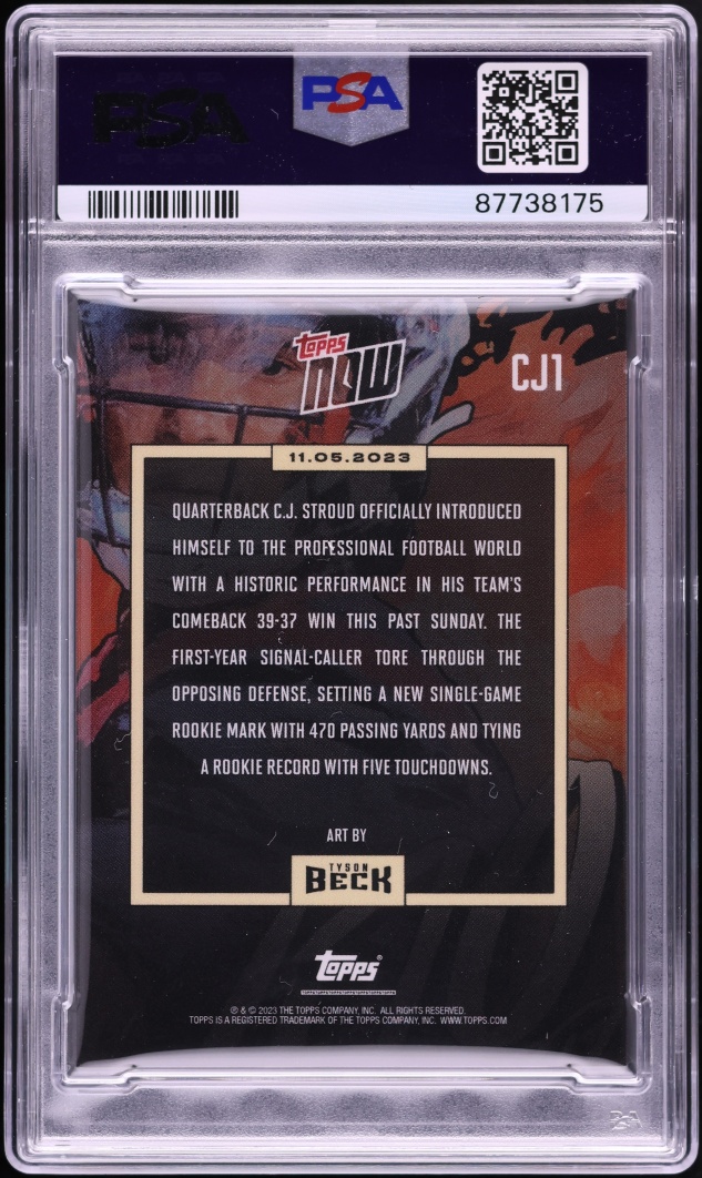 2023 Topps Now X Tyson Beck C.J. Stroud ROOKIE #CJ1 PSA 10 GEM MINT