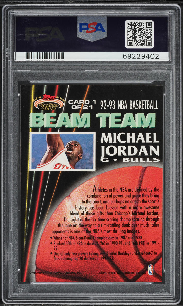 1992 Stadium Club Beam Team Michael Jordan #1 PSA 9 MINT - Photo 2