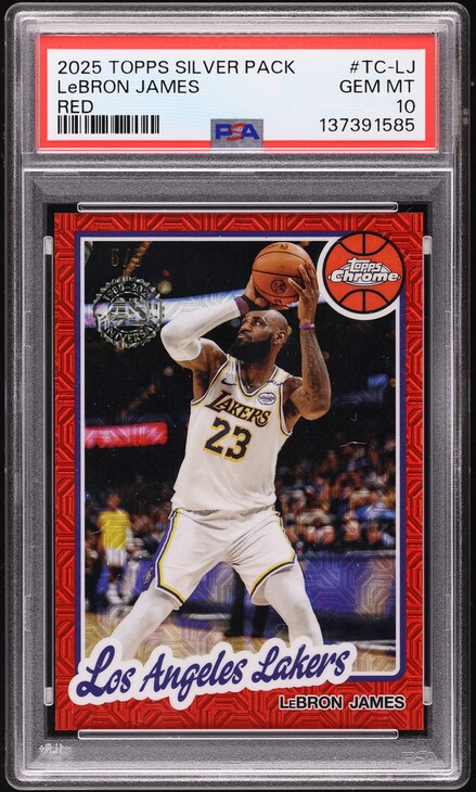 2025 Topps Chrome Silver Pack '80 Red LeBron James 5/5 #TC-LJ PSA