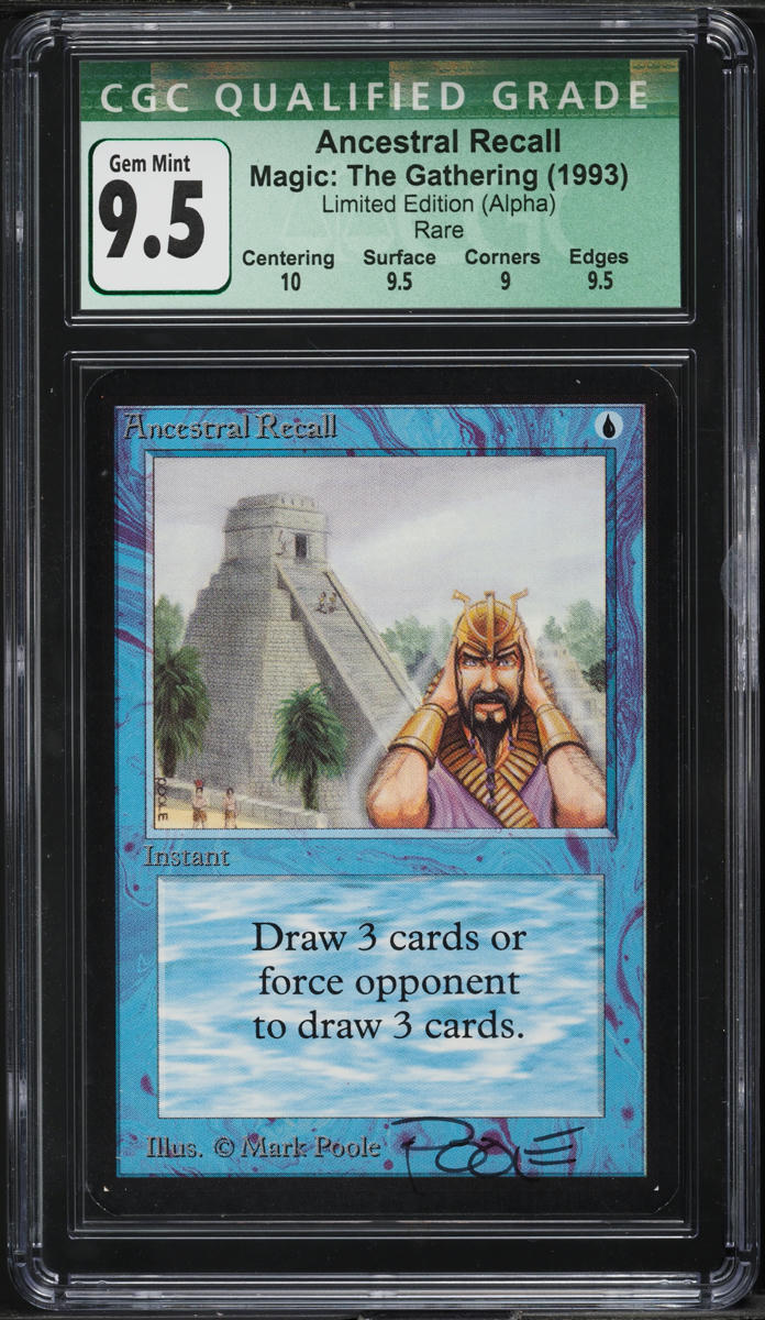 1993 Magic The Gathering MTG Alpha Ancestral Recall CGC Qualified 9.5 GEM MINT